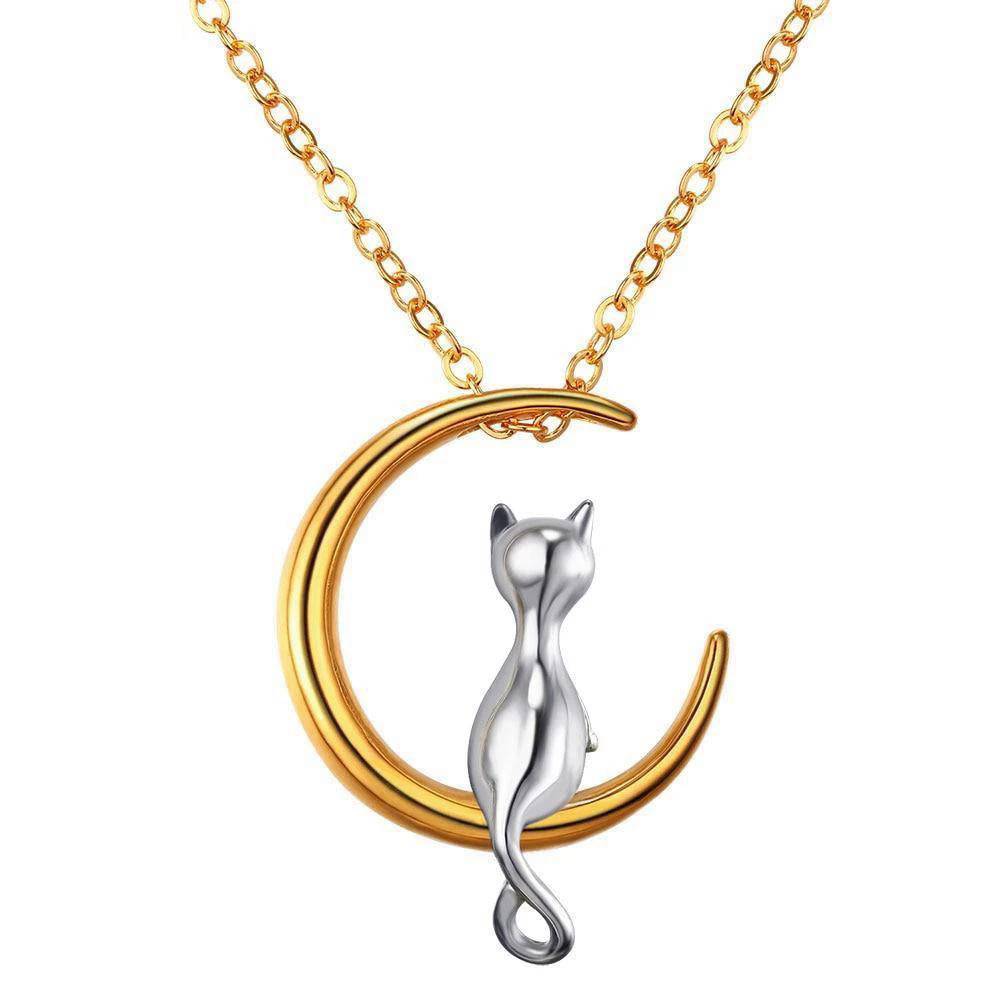Pendentif Chat   Lune d'Or