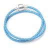 Bracelet Chat Cuir Double   Bleu Lagon