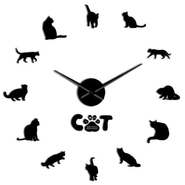 Horloge Chat 12 Chats Noirs 