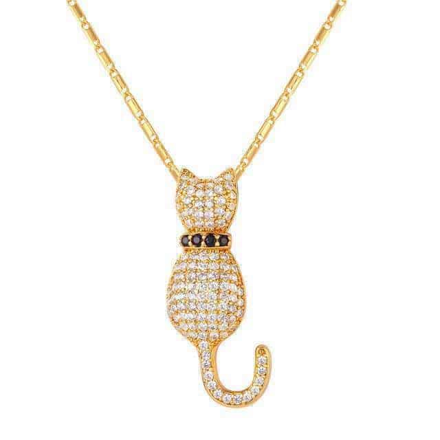 Pendentif Chat Chaton d'Or Scintillant 