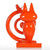 Statue Chat Asiatique   Orange 