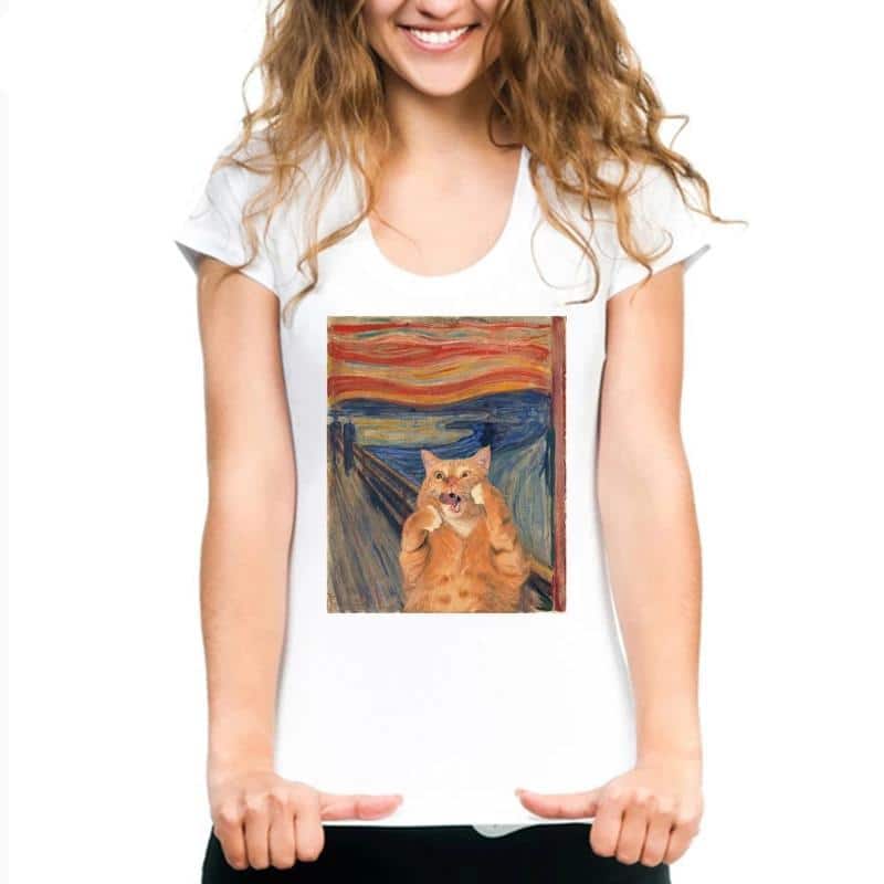 T-Shirt Chat   Le Motif Van Gogh 