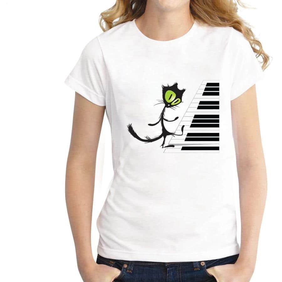 T-Shirt Chat   Leçon de Piano 
