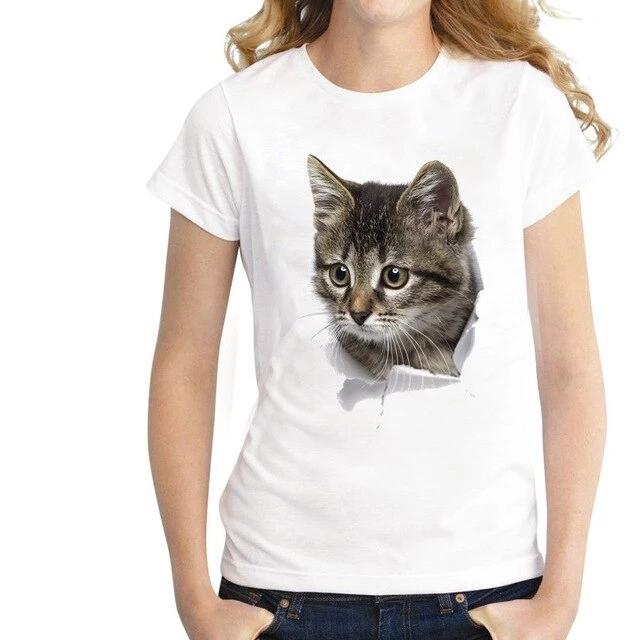 T-Shirt Chat   Mon Coeur en 3d 