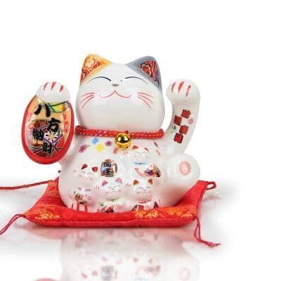 Tirelire chat porte-bonheur du Japon traditionnel Manekineko
