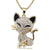 Pendentif Chat (Acier)Couvert de Diamants