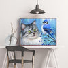 Peinture Chat Oiseau Bleu