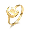 Bague Chat (Acier) Or Lune