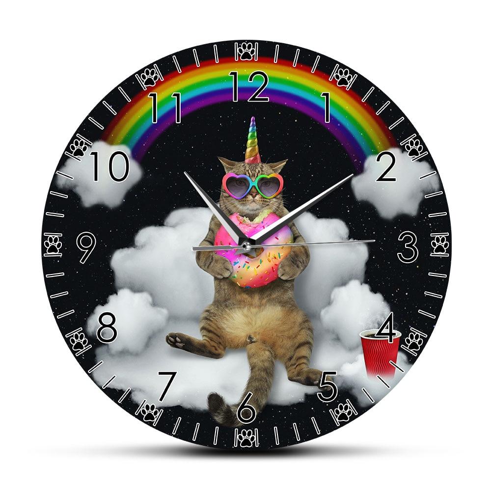 Horloge Chat Arc-En-Ciel