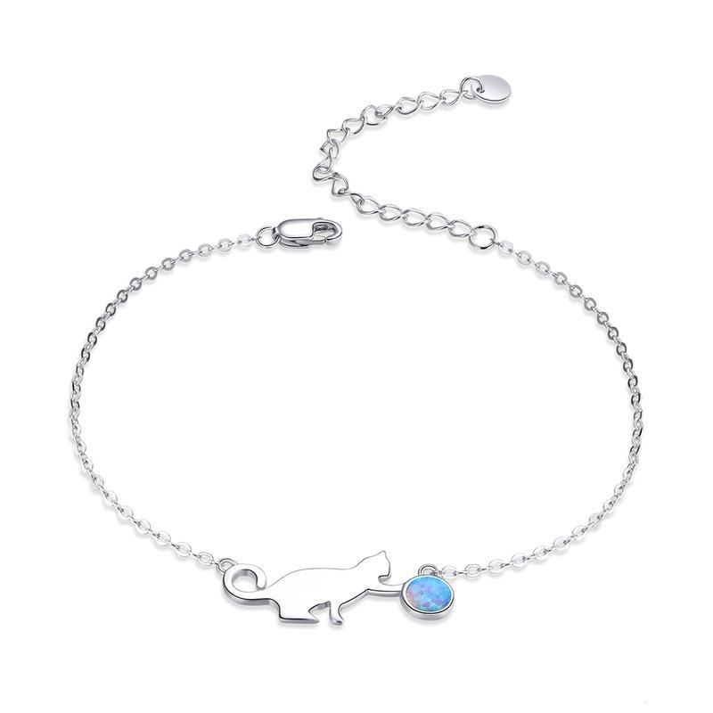 Bracelet Chat (Argent) Ballon Bleu