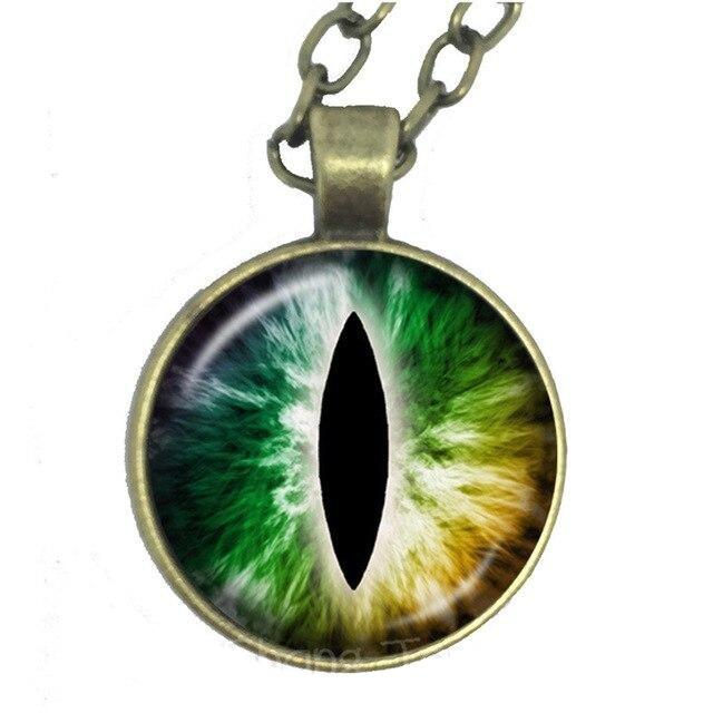 Pendentif Chat (Acier) Oeil de Chat Vert