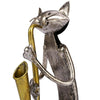 Statue Chat Saxophoniste en Fer