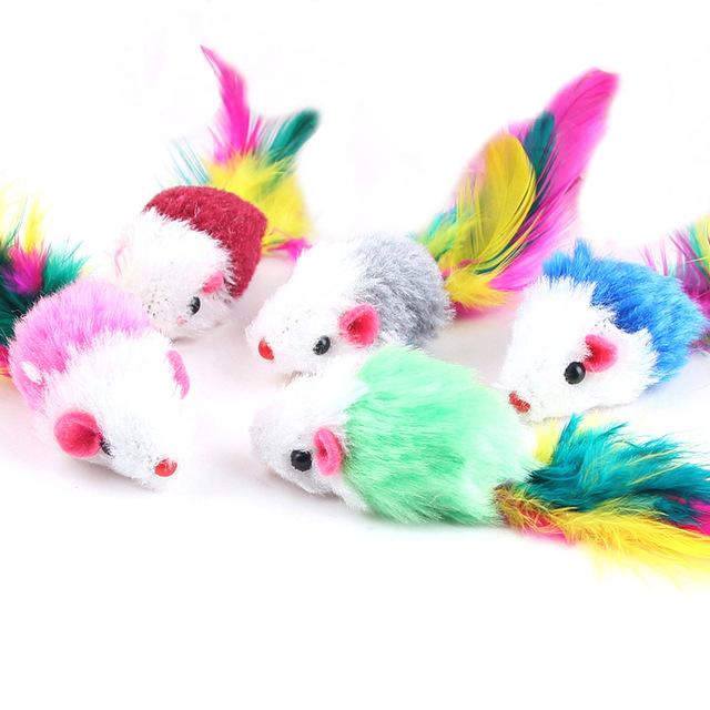 Doux Toison souris chat jouets colorés plumes jouets pour les chats - 10pcs / lot