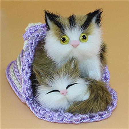 Simulation mignonne Mère Chat et chaton en peluche Poupées