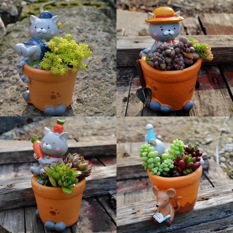 Mini Pot de Fleurs Chat