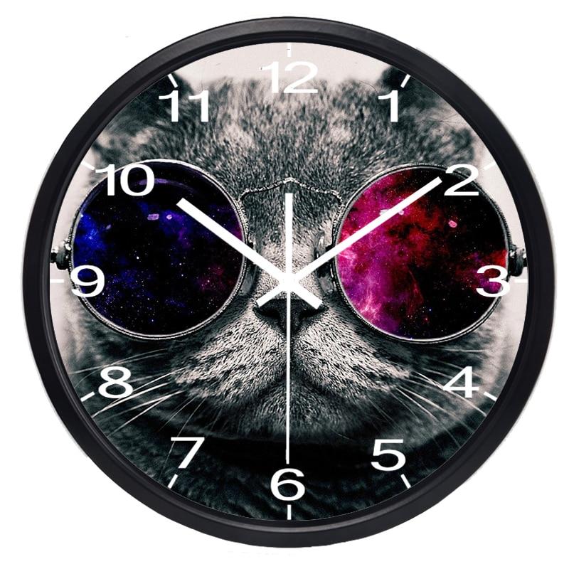 Horloge Chat Lunettes Galaxie