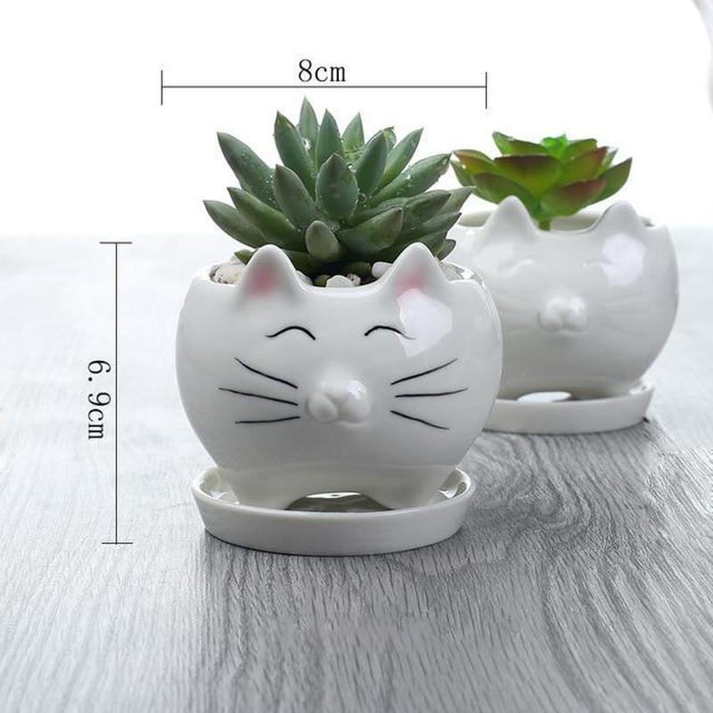 Pot de Fleur Chat en Céramique Kawaii