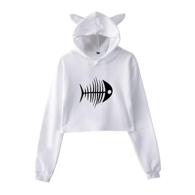 Sweat Crop Top Chat Femme