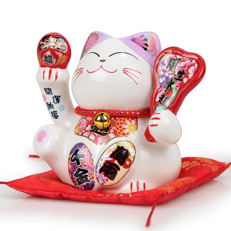 Tirelire Chat Japonais Maneki Neko Rose