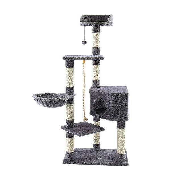 Arbre à chat d'angle gris et beige