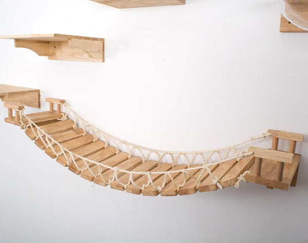 Arbre à Chat Mural Pont en Bois