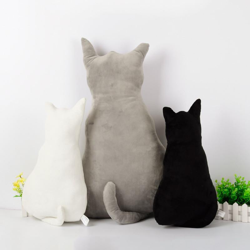 Peluche Gros Chat Noir et Blanc