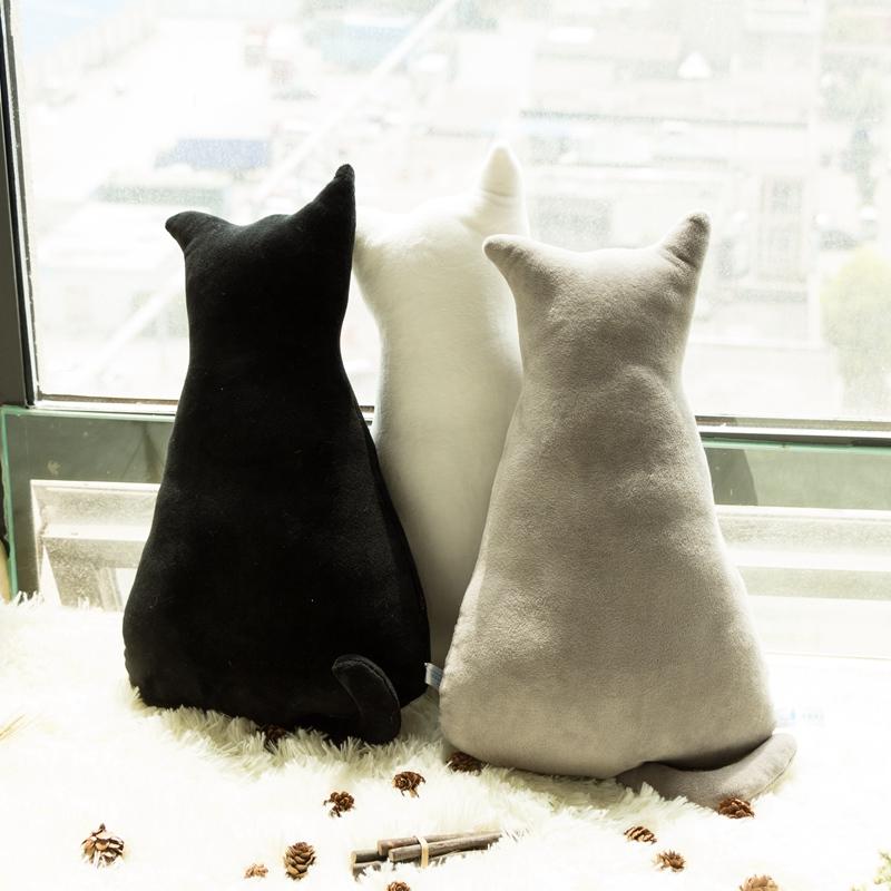 Peluche Gros Chat Noir et Blanc