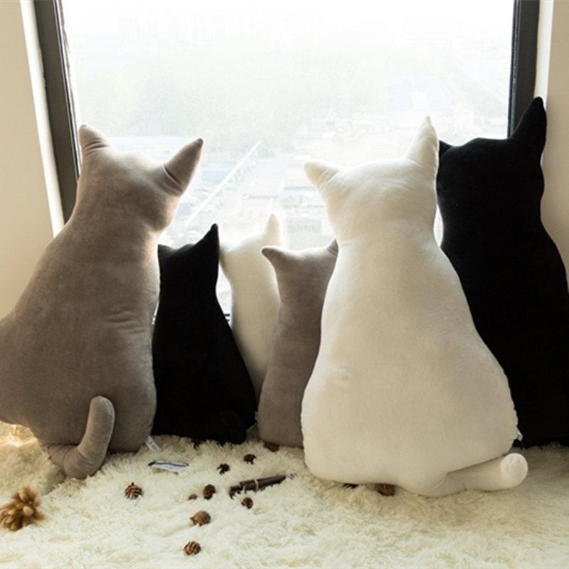 Peluche Gros Chat Noir et Blanc