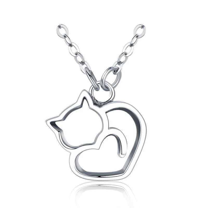 Pendentif Chat (Argent) Toujours Dans Mon Coeur