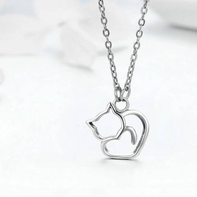 Pendentif Chat (Argent) Toujours Dans Mon Coeur