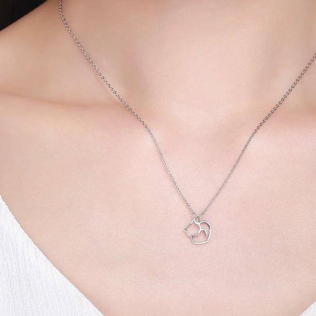 Pendentif Chat (Argent) Toujours Dans Mon Coeur