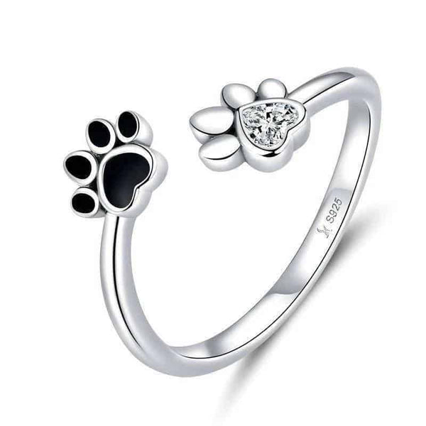 Bague Chat Patte et Diamant Blanc
