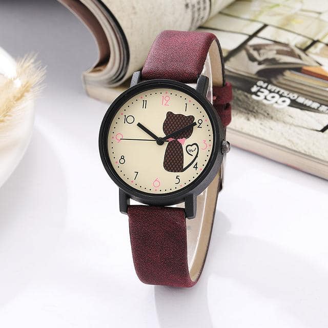 Montre Chat Queue en Coeur