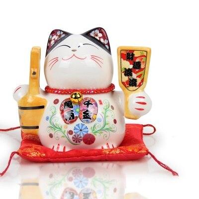 Tirelire Chat Japonais Maneki Neko Rouge