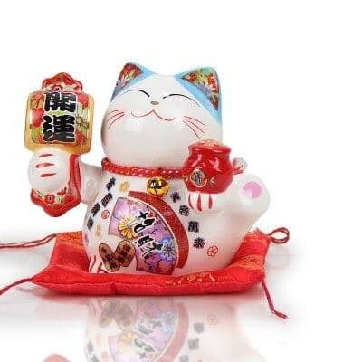 Tirelire Chat Japonais Maneki Neko Bleu