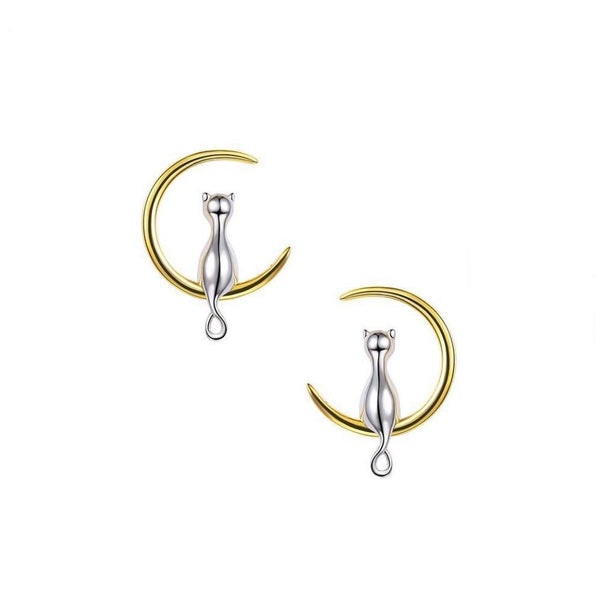 Boucles d’Oreilles Chat (Argent) Or Lunaire