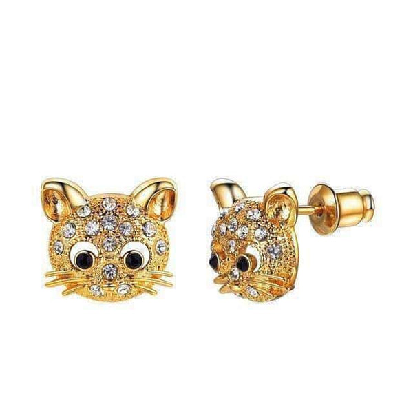 Boucles d’Oreilles Chat Clous d’Or