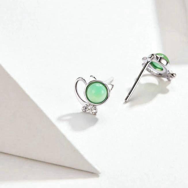 Boucles d'Oreilles Chat L'Oeil de Vert