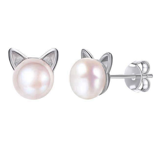 Boucles d'Oreilles Chat Perle de Coeur