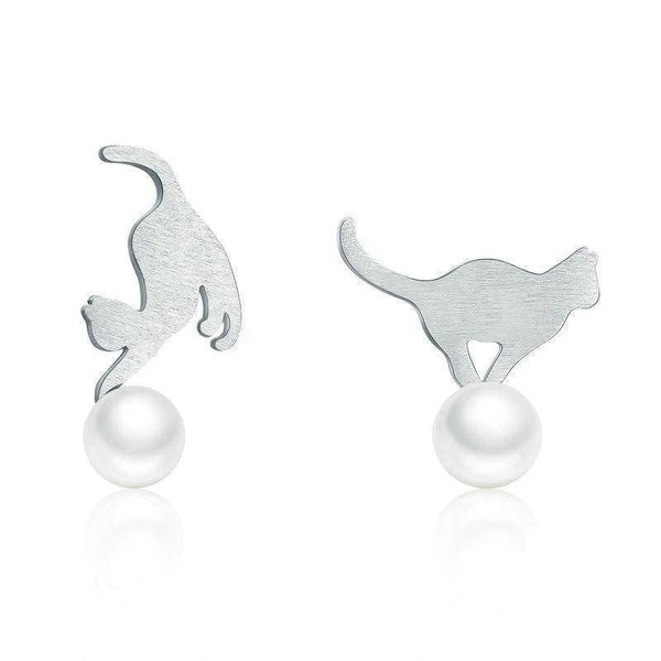 Boucles d’Oreilles Chat Perles d’Amour