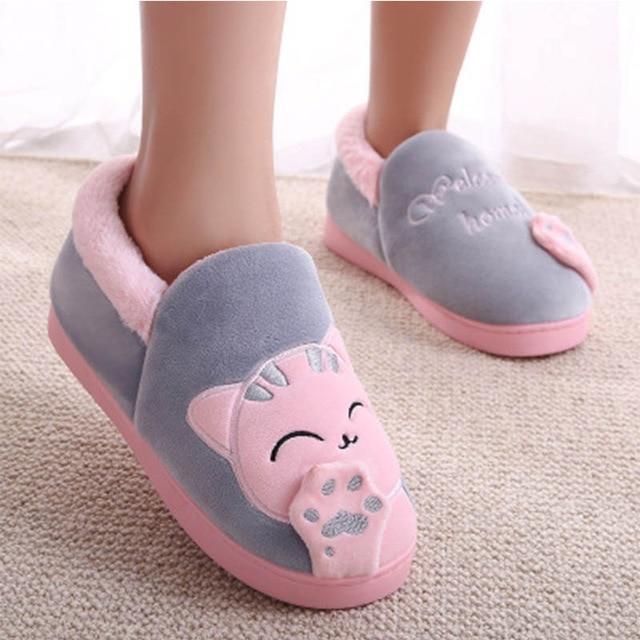 Chaussons Chat Forme Patounes Gris
