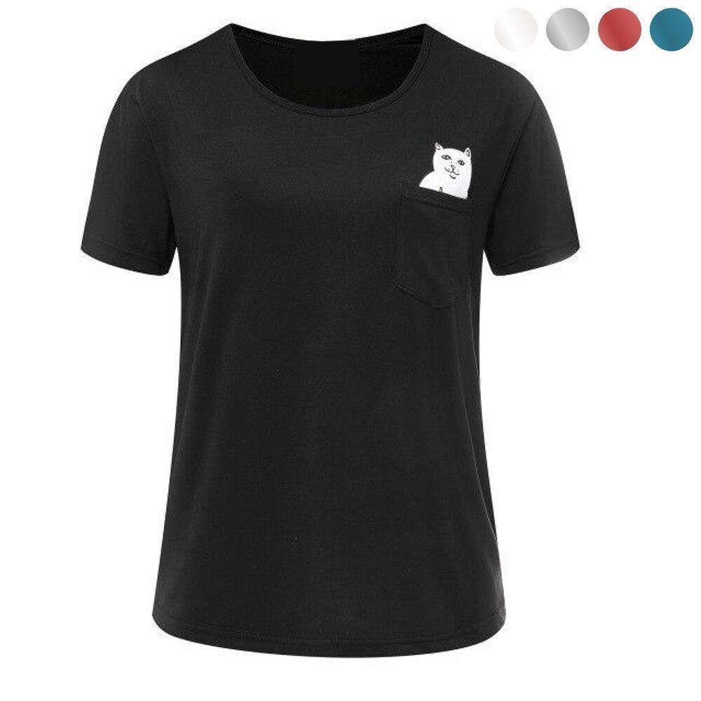 T-Shirt Chat Poche & Doigt d'Honneur