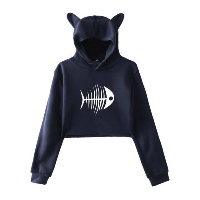 Sweat Crop Top Chat Femme